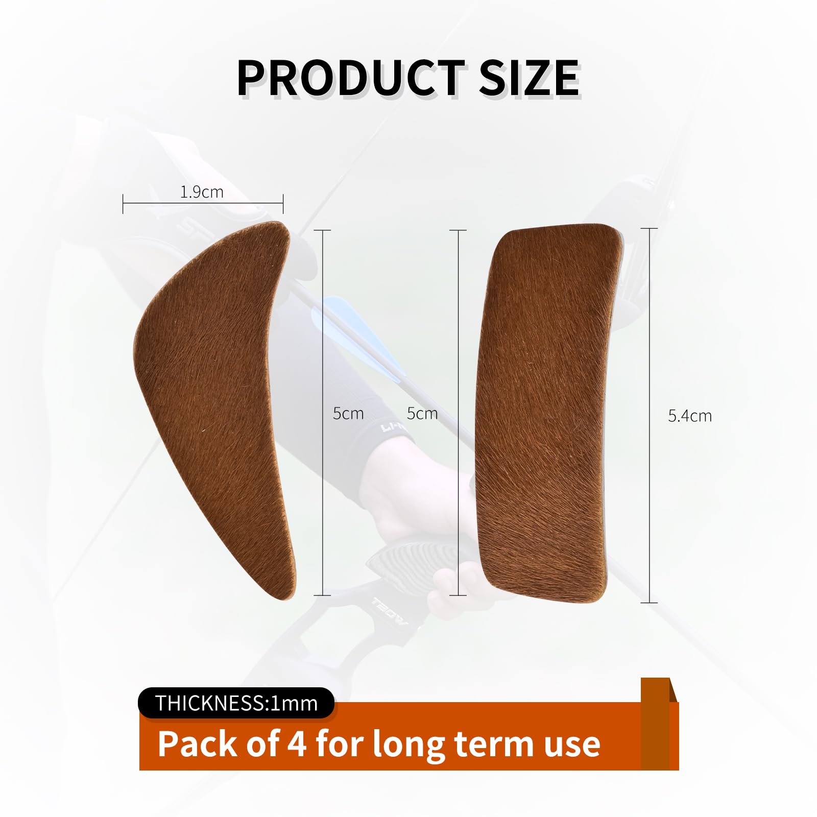 SPG Arrow Rest for Recurve Bow - 4 Pairs Fur Recurve Arrow Rest Adhesive Bow Shelf Rest Stick on Traditional Recurve Bow for Hunting Shooting Archery Practice (Brown)