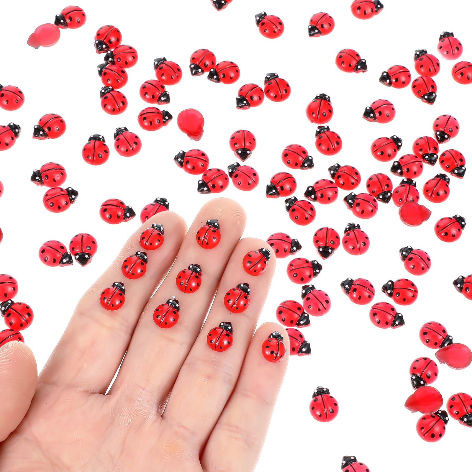 Photo 1 of 150 PCS Mini Resin Ladybug Decor, Miniature Ladybugs, Mini Resin Figures S for Fairy Garden Micro Landscape Decor Cake Topperr, Gifts for Birthday, Christmas, Party