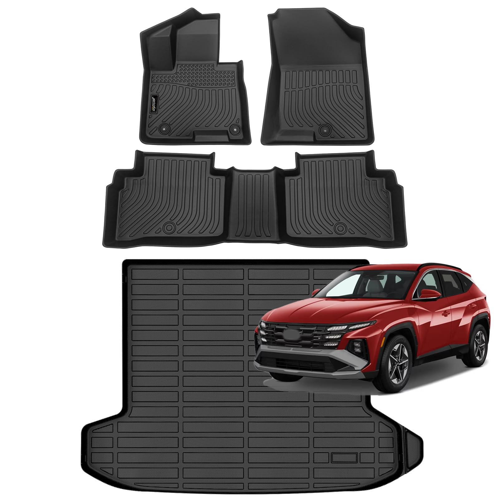 Jenofa-Floor Mats for Hyundai Tucson 2022-2026 (Only Gasoline) Car Mats Cargo Mat Fit 2025 Tucson Gas All Weather Protection Non-Slip Waterproof Durable TPE Rubber Floor Liner Accessories Full Set