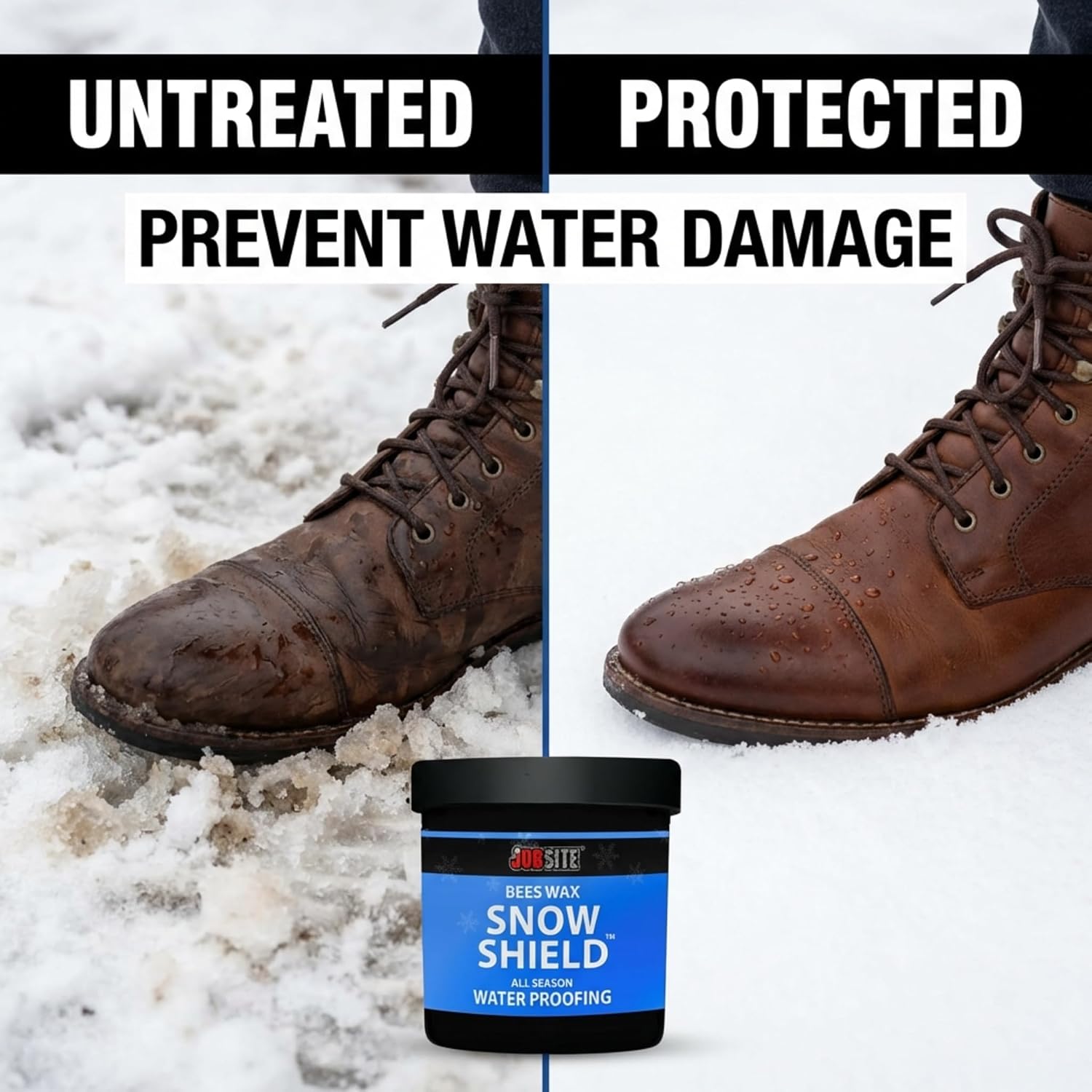 JobSite Snow Shield Waterproof Beeswax - Original Formula - Leather Protector - 6 oz