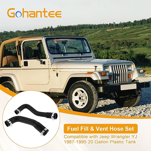 Miniatura 4 de gohantee Kit de manguera de llenado de combustible y manguera de ventilación compatible con Jeep Wrangler YJ 1987-1995 tanque de plástico de 20