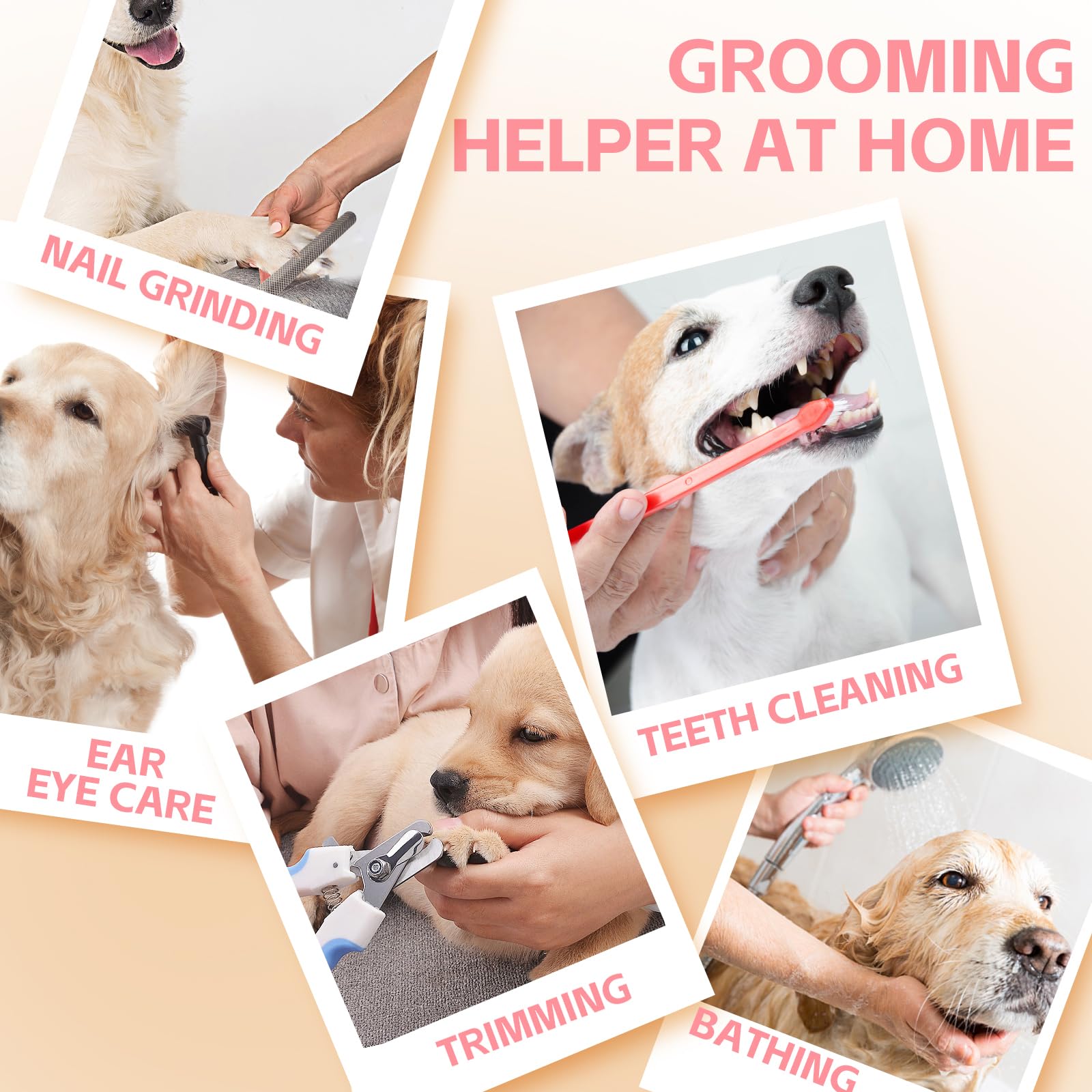 ATESON Hamaca de aseo para perros y gatos pequeños, arnés de aseo para perros para cortar uñas, ayudante de aseo de mascotas con cortaúñas/recortadores de uñas