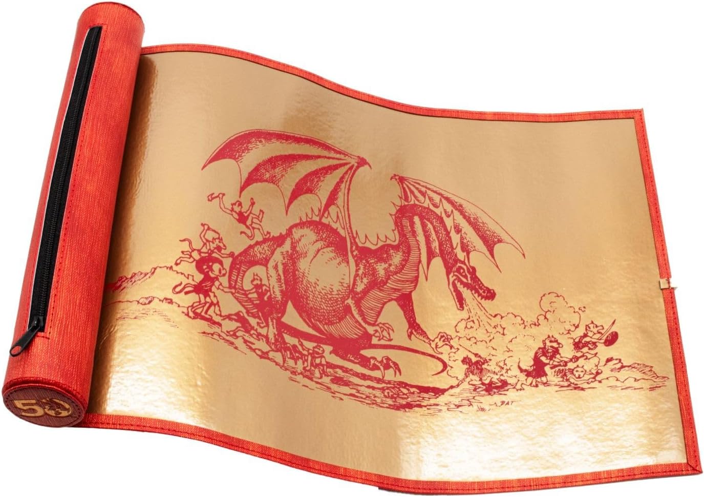 Ultra PRO - 50th Anniversary Dice Scroll for Dungeons & Dragons, mat, Durable Storage, Compact Holder, RPG Gaming, Collectible D&D Accessory, Portable Organizer, Secure tie Strap