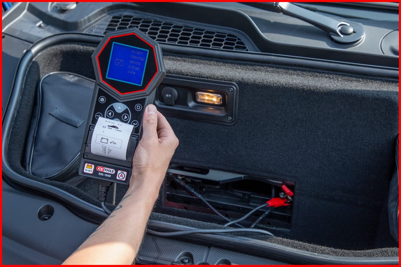 KS Tools 550.1649 Analizador del cargador y la batería digital de 12 V / 24 V con impresora integrada