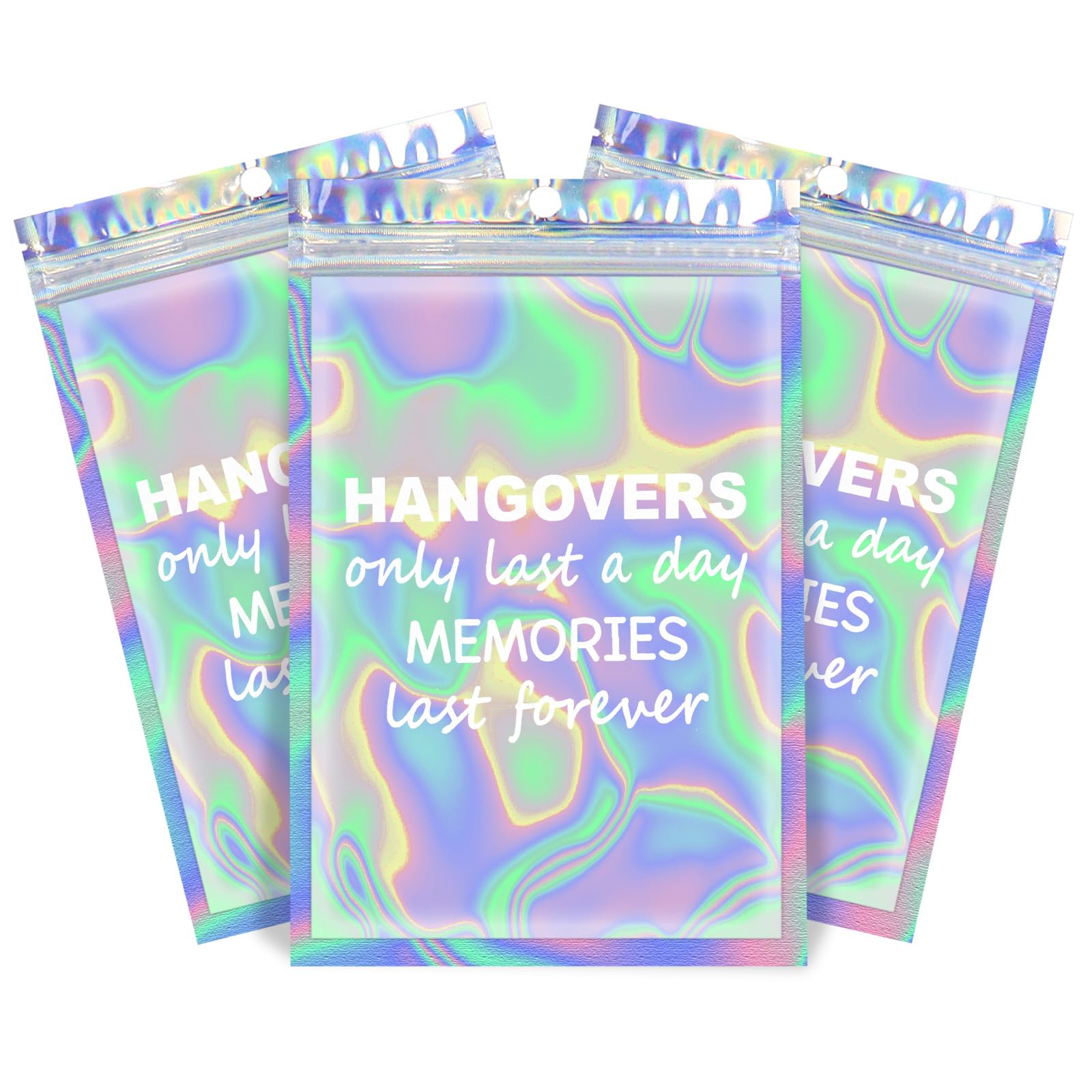 Fcuadro Hangover Kit Bags 20Pcs Holographic Hang Over Recovery Bags Bachelorette Party Supplies Gift Bag for Bridal Shower Party Favors 5X7 (HANGOVER