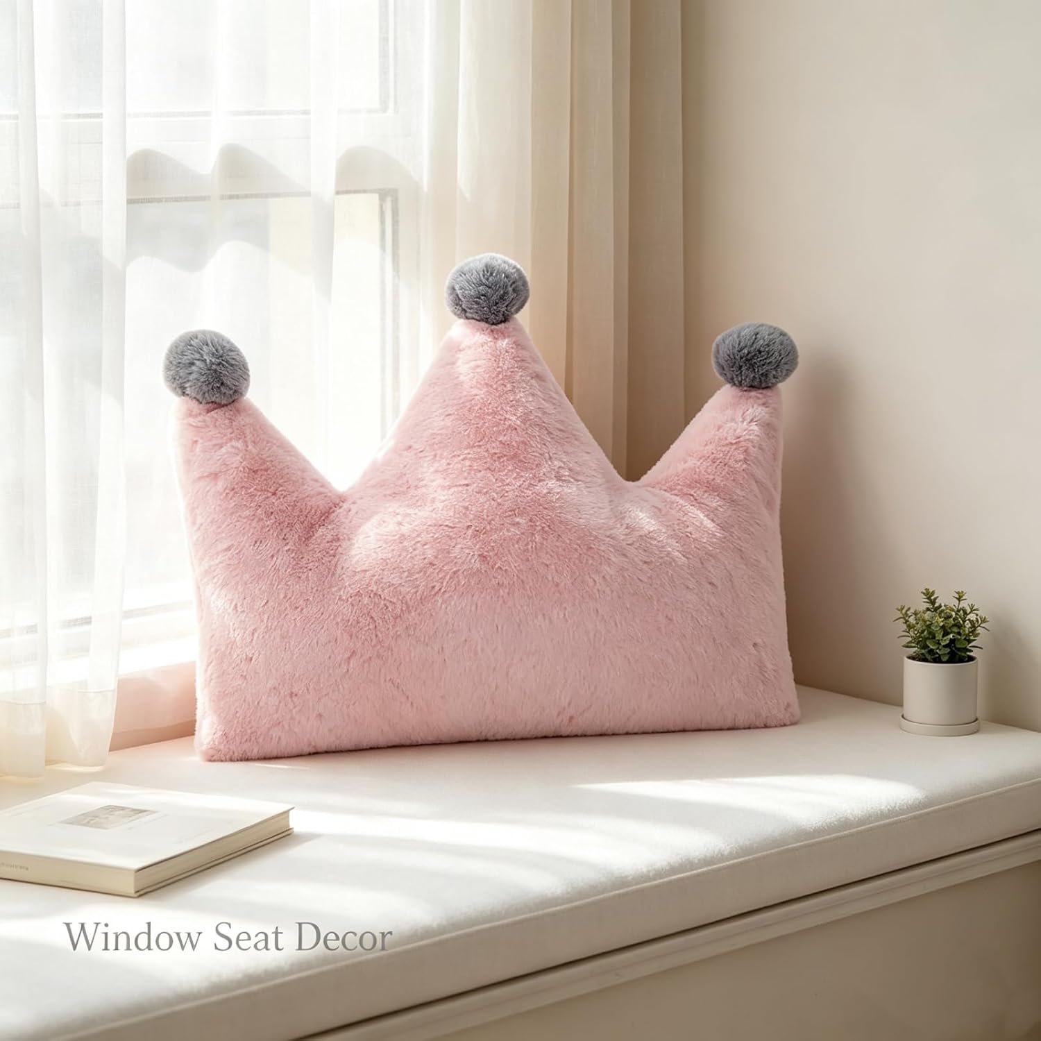 Plush Crown Pillow Sofa Bed Back Cushion, Home Bedroom Bedside Cushion Office Nap Pillow, Fluffy Throw Pillows Decorative Back Cushions, 20 * 15 Inch