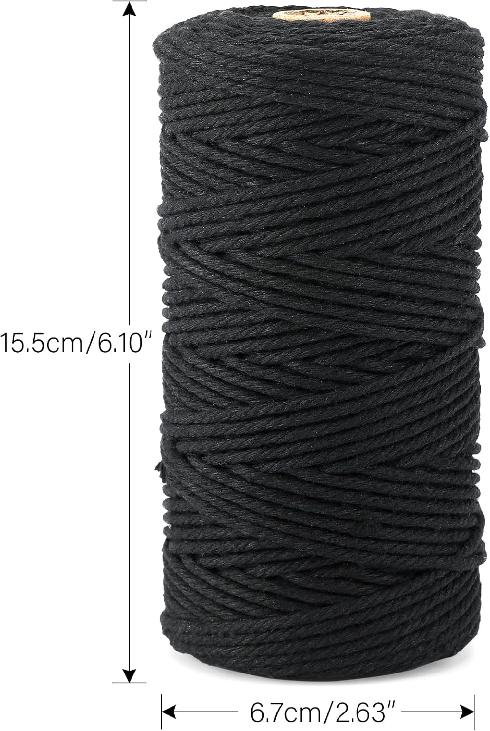 Black String, 3MM Cotton Bakers Twine, 328 Feet Natural Cotton String for Crafts, Gift Wrapping Twine, Home Decor, Gift Packaging