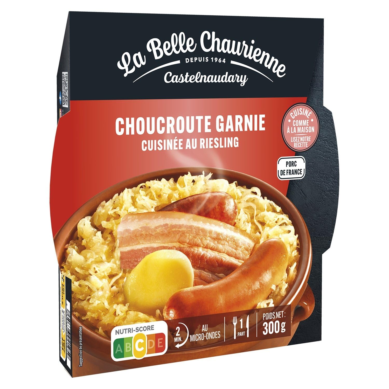 LA BELLE CHAURIENNE – Choucroute Garnie Savoureuse au Riesling, Repas Traditionnel Prêt à Déguster (Barquette 300g) - Le lot de 3