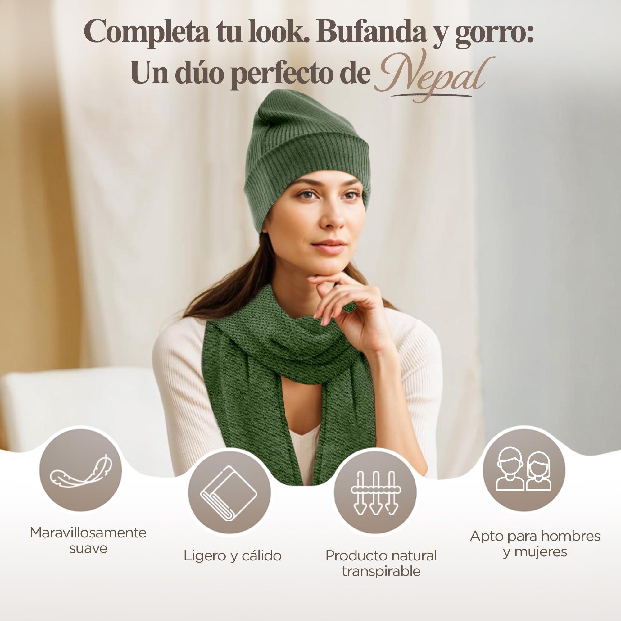 Gorro de Cachemira – Gorro Tejido a Mano con 100% Lana de Cachemira para Hombre y Mujer – Gorro Unisex, Suave Gorro de Invierno, Hecho en Nepal