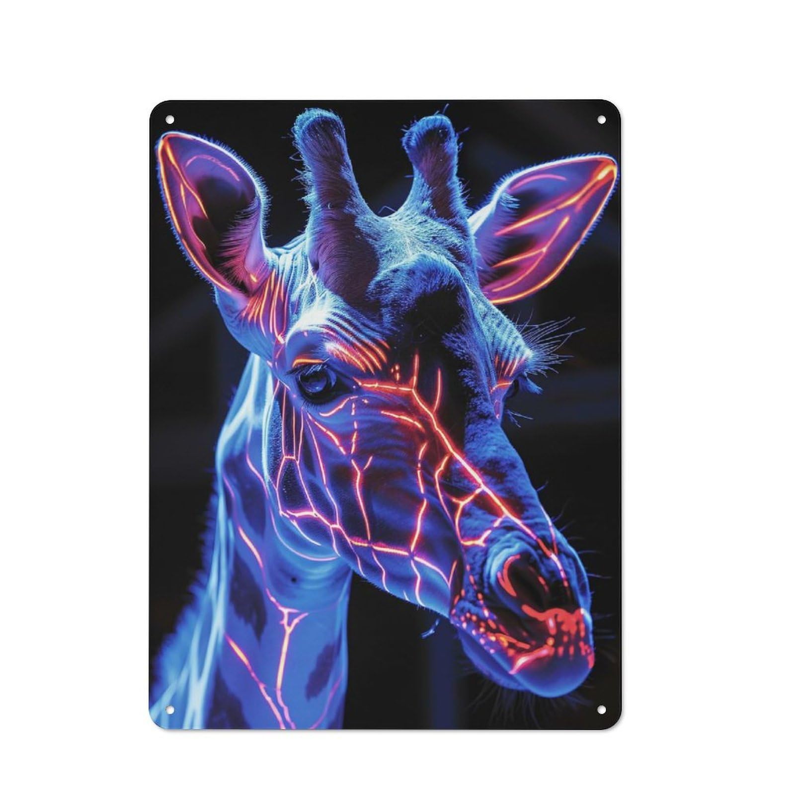 Junmoney Style-12 Neon Giraffe Portrait Decorative Tin Sign 40X30cm, Old Fashioned Vintage Wall Decor For Lounge, Study, Pub Or Wall Gallery
