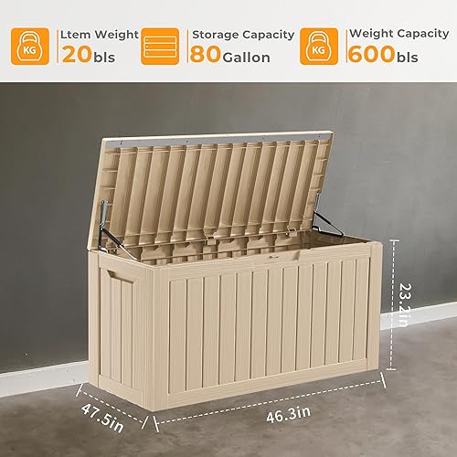 Miniatura 4 de Caja de almacenamiento de resina impermeable para exteriores con cerradura para interiores y exteriores, para cojines de patio, muebles de patio,