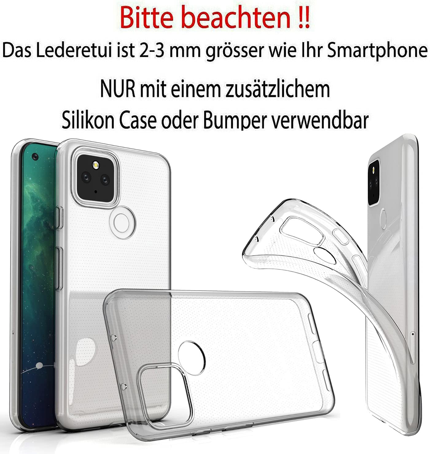 Suncase Custodia In Vera Pelle Per Google Pixel 7a, Con Custodia Trasparente In Silicone Inclusa E Chiusura Magnetica, Colore Bianco Fiore Pieno