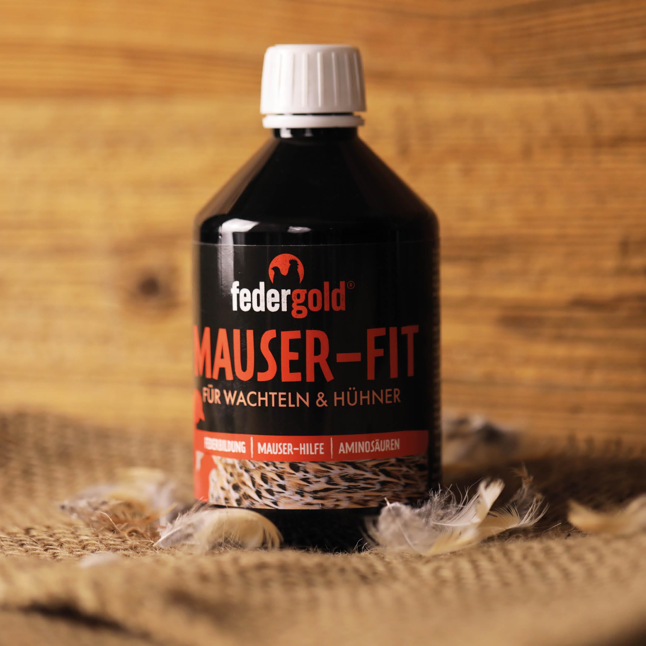 federgold Mauser-Fit 500ml für Hühner & Wachteln | Flüssige Mauser-Unterstützung mit Vitaminen, Aminosäuren & Calcium – für Federwachstum, Immunsystem & Vitalität