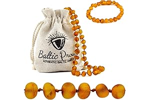 Raw Baltic Amber Necklace and Bracelet Set for Babies