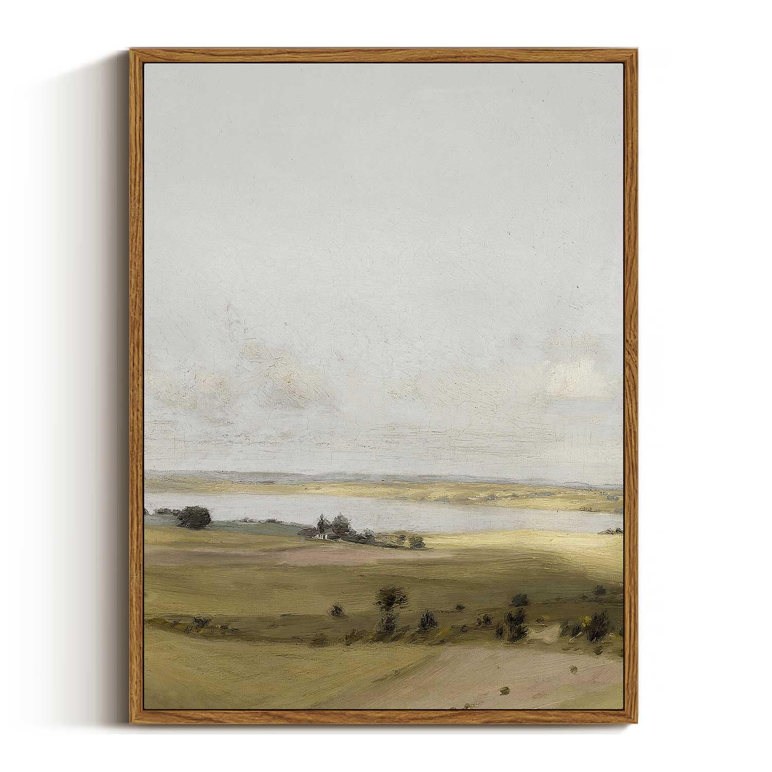 VIYYIEA Nature Framed Wall Art, View of Hilly Vintage Art Decor Room Aesthetic, 12x16 Inch Canvas Print Artwork, Farmhouse Landscape Painting Wall Decor for Bedroom Bathroom Office