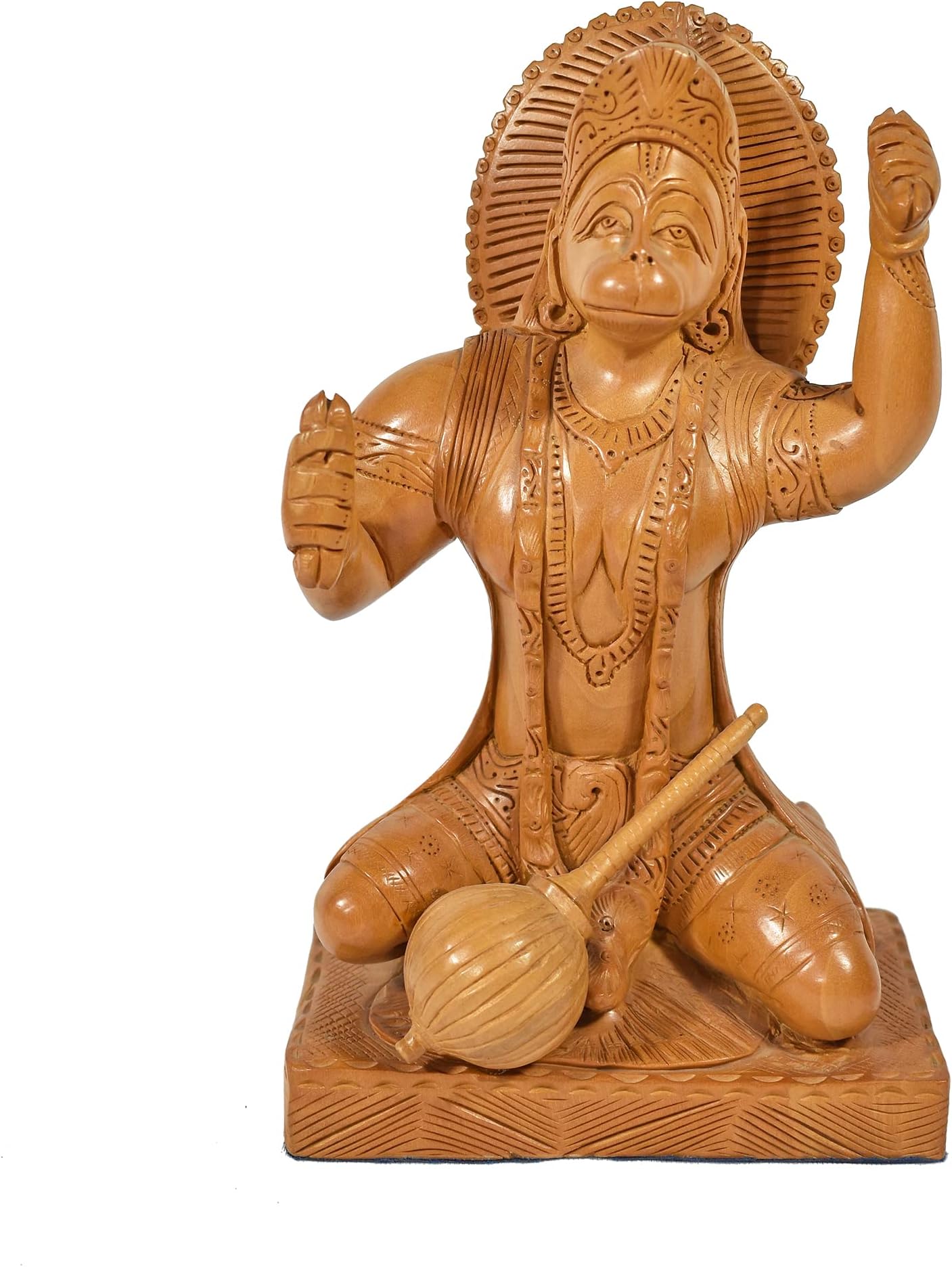 RCIMALL Wooden God Hanuman Sitting, Wooden Hand Carved Lord Hanuman Idol Sculpture Art Home Decorative Figurine
