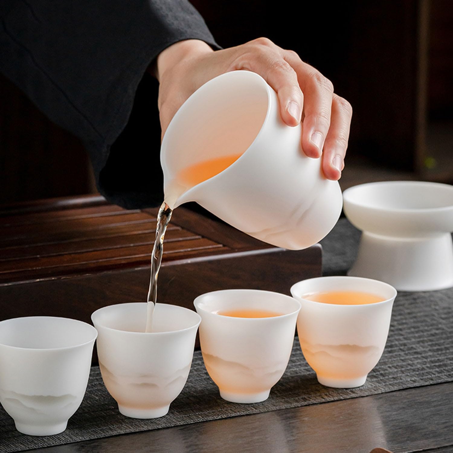 Teeservice, Teeservice, weißes Porzellan, Kung-Fu-Teeservice, Haushalts-Gaiwan-Geschenkbox Beauty Comes
