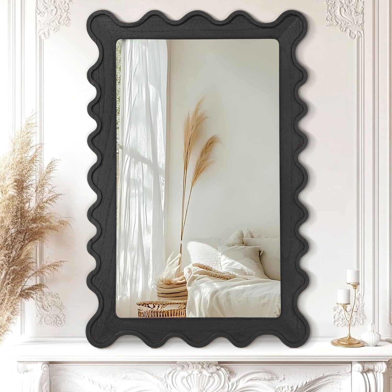 Hosoncovy Octagon, cornice in metallo, da appendere alla parete, specchio decorativo con catena, specchio per il trucco per bagno, soggiorno, camera da letto, (L