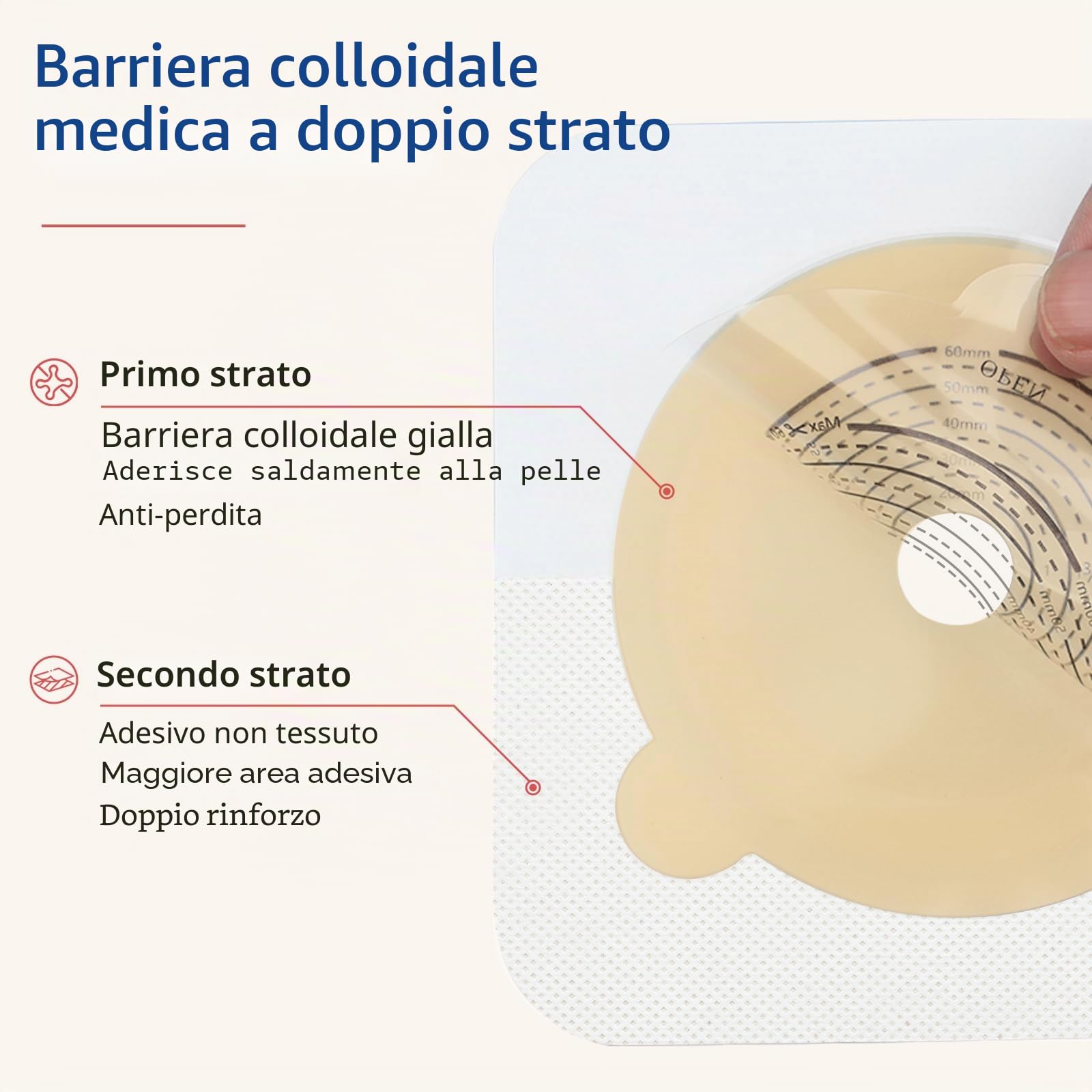 30 pz sacchetti di colostomia sacchetti di drenaggio a due pezzi sacchetto di ostomia per ileostomia e cura della stoma, (20 x sacchetti + 10 x barriere 60 mm max)