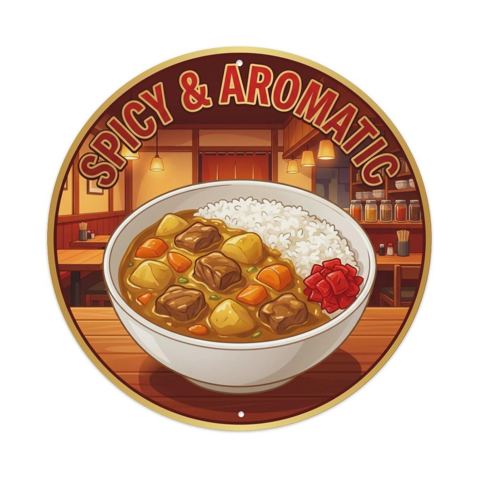 Metal Tin Sign Curry Rice Bowl Gourmet Food