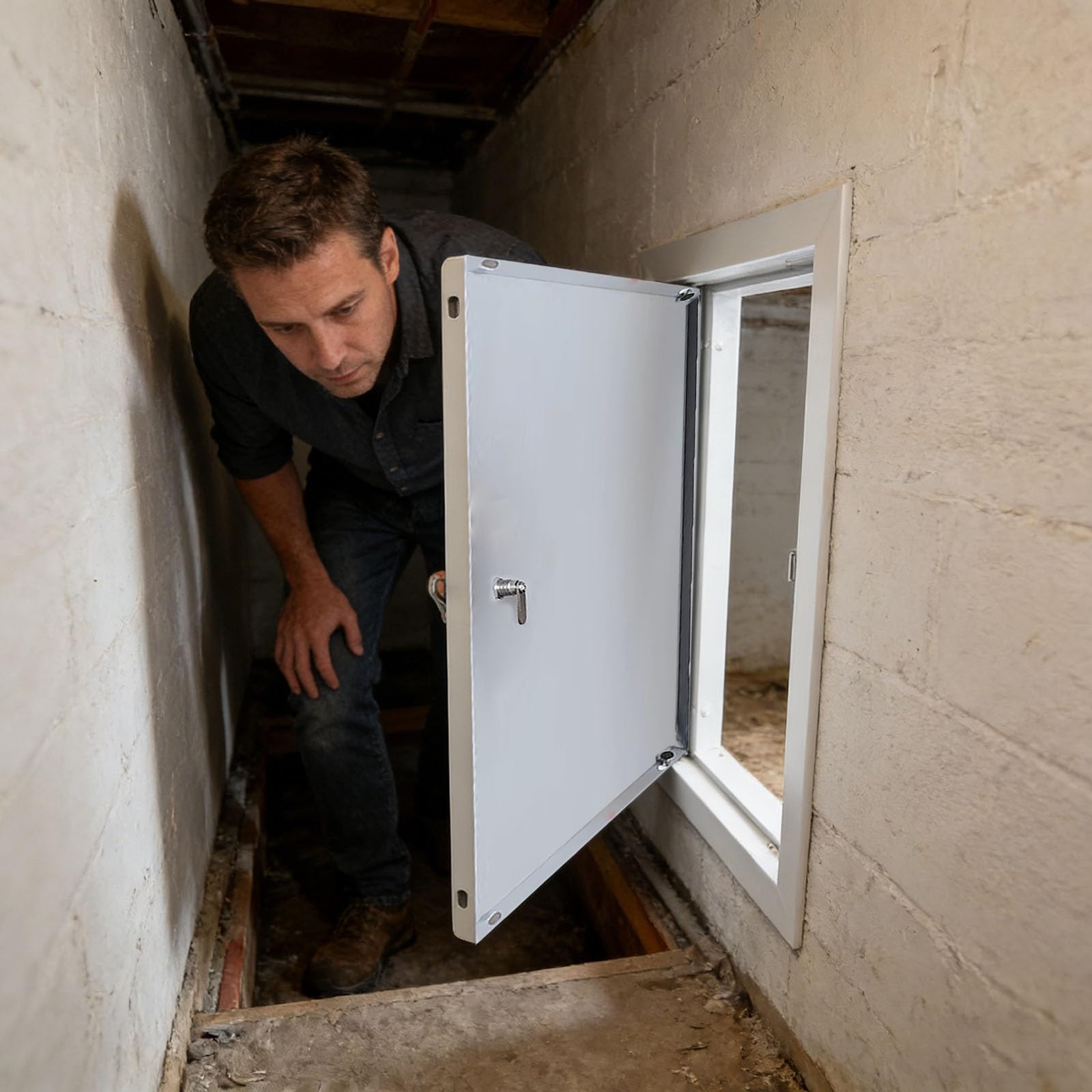 Porte d'accès à l'espace sanitaire métallique anti-intrusion pour fuite plomberie