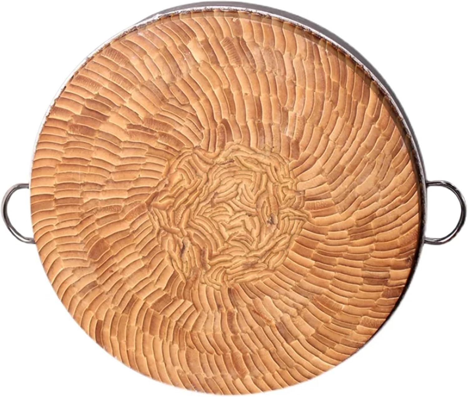 Round Double-Sided Heather Bamboo Cutting Board With Lifting Handle, 4-12CM Thick For Restaurant Use(50X12CM)