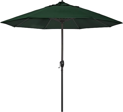 Vista 65 de Sombrilla California Umbrella de 9 pies, de olefina, con inclinación automática y mástil de aluminio bañado en bronce, Rojo, Rojo