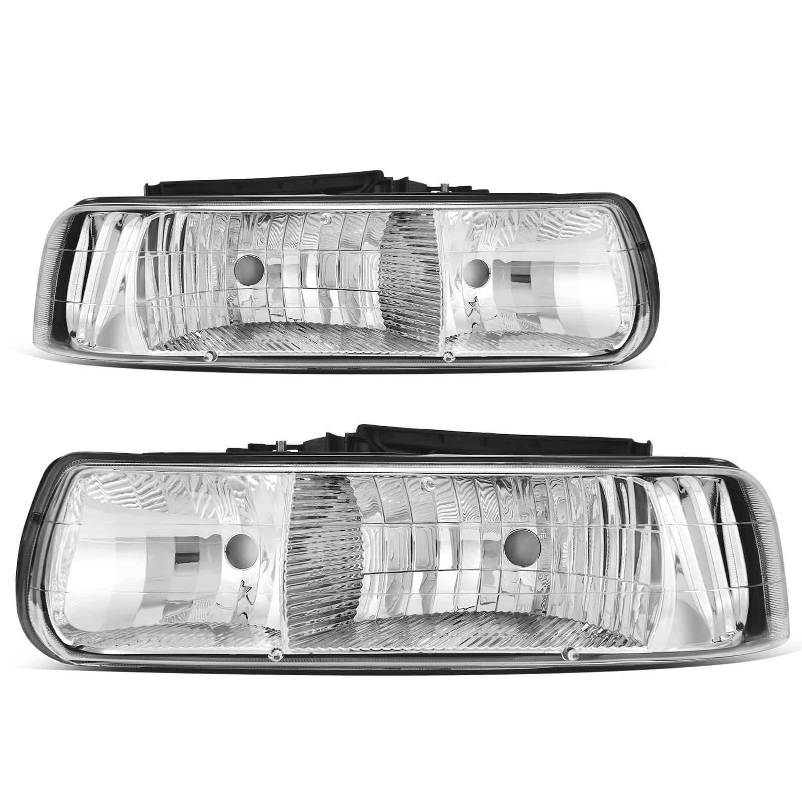 Photo 1 of AUTOSAVER88 Headlight Assembly without Bumper Lights Compatible with 1999-2002 Chevy Silverado 1500 2500 3500 2000-2006 Tahoe Suburban Headlamp Chrome Housing A Chrome Housing without Bumper Lights