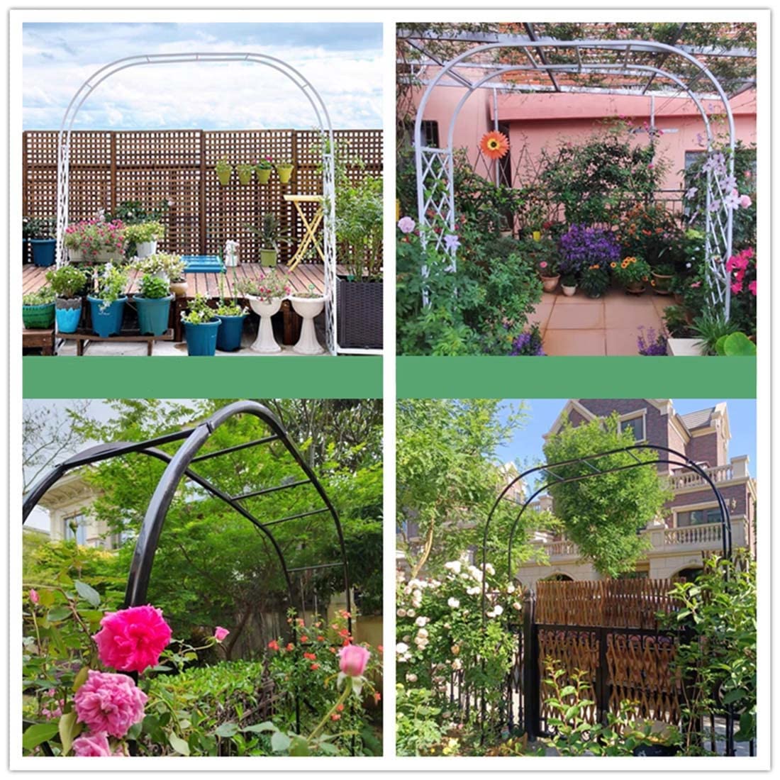 2 M Flacher Gartenbogen Für Kletterpflanzen – Metall, Schwarz, Mit Bodenspießen, 206x205x150 Cm – Als Rankhilfe, Hochzeitsdeko Oder Gartentunnel – Wetterfest & Stabil
