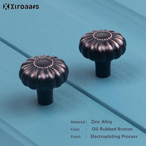 Miniatura 3 de Xlroaafs Paquete de 10 pomos de bronce aceitado para armario, pomos y manijas de bronce antiguo de 1-14 pulgadas para armarios y cajones, pomos de
