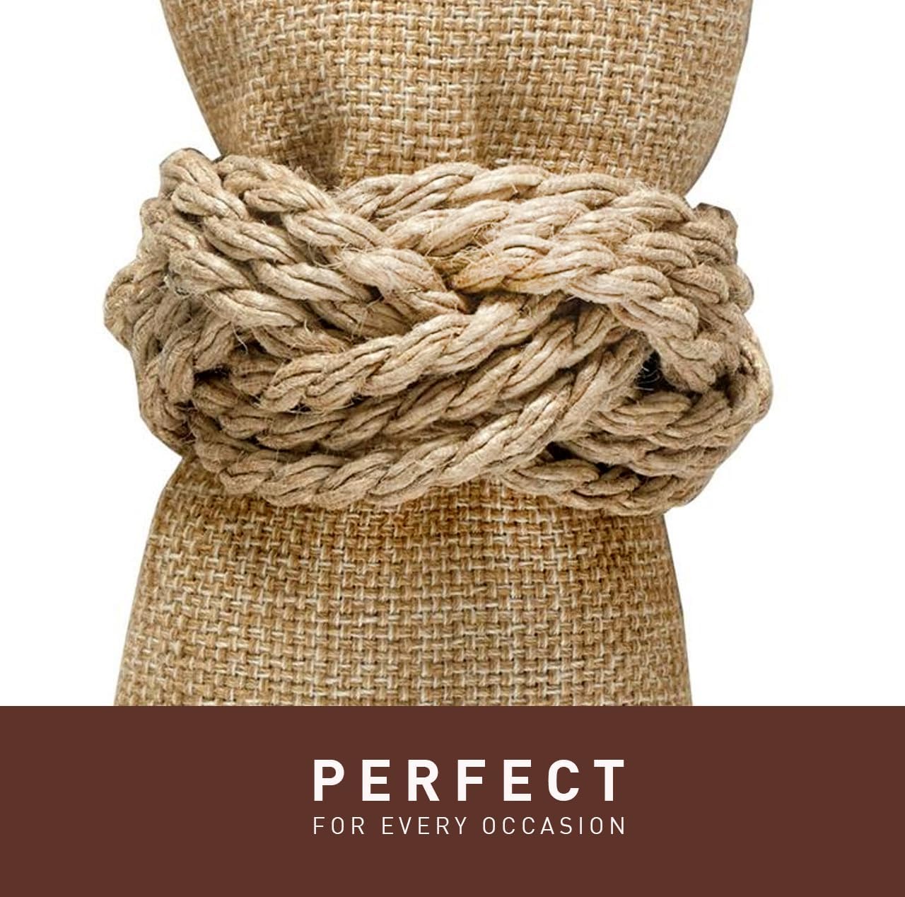 Jolitee Jute Napkin Rings Set of 4 | Elegant Woven Nautical Napkin Rings | 100% Natural Material Handcrafted | Versatile Table Accessories | Farmhouse Rustic Rope Napkin Ring
