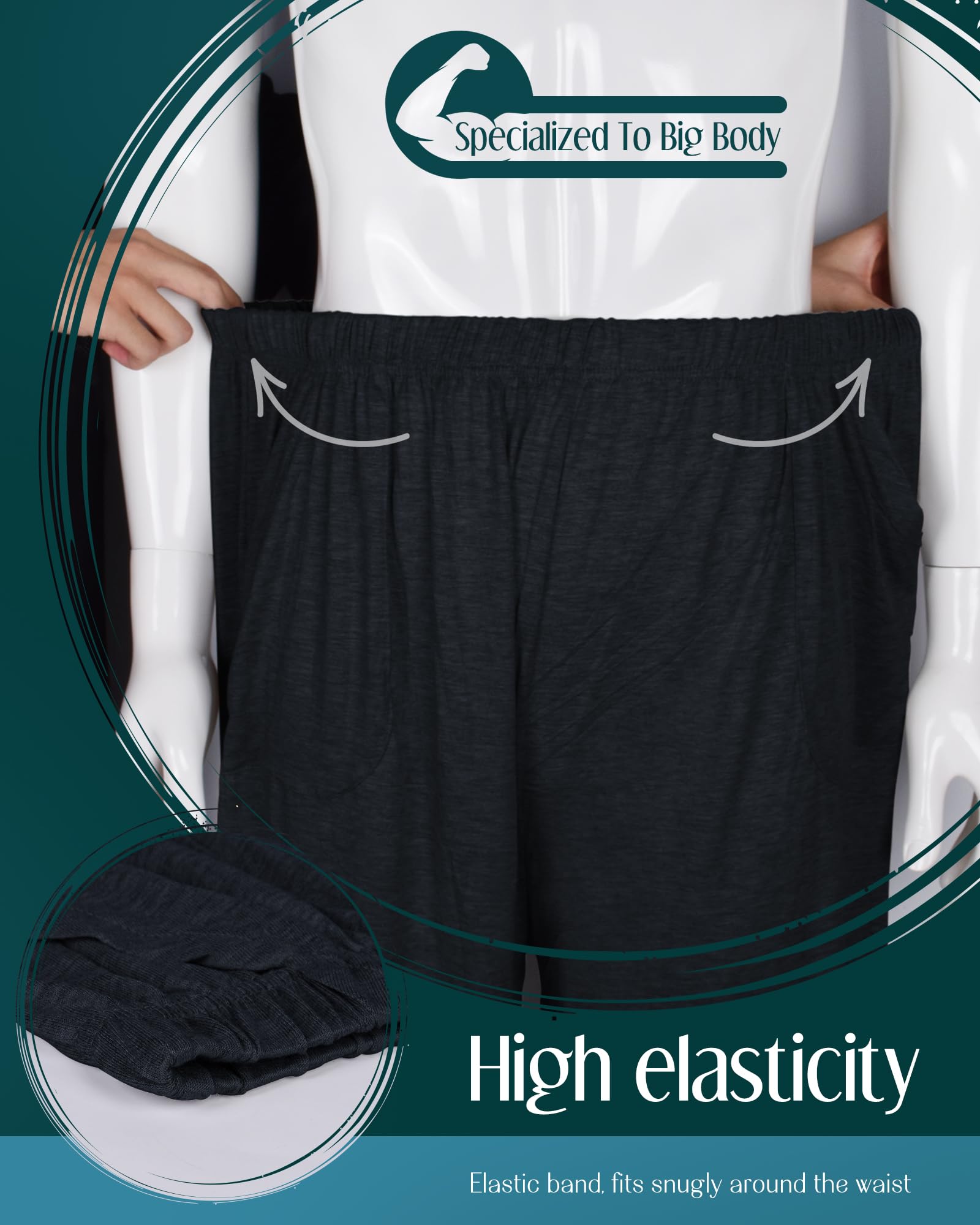 Short de pyjama surdimensionné pour homme - En jersey doux et confortable - Pour l'été
