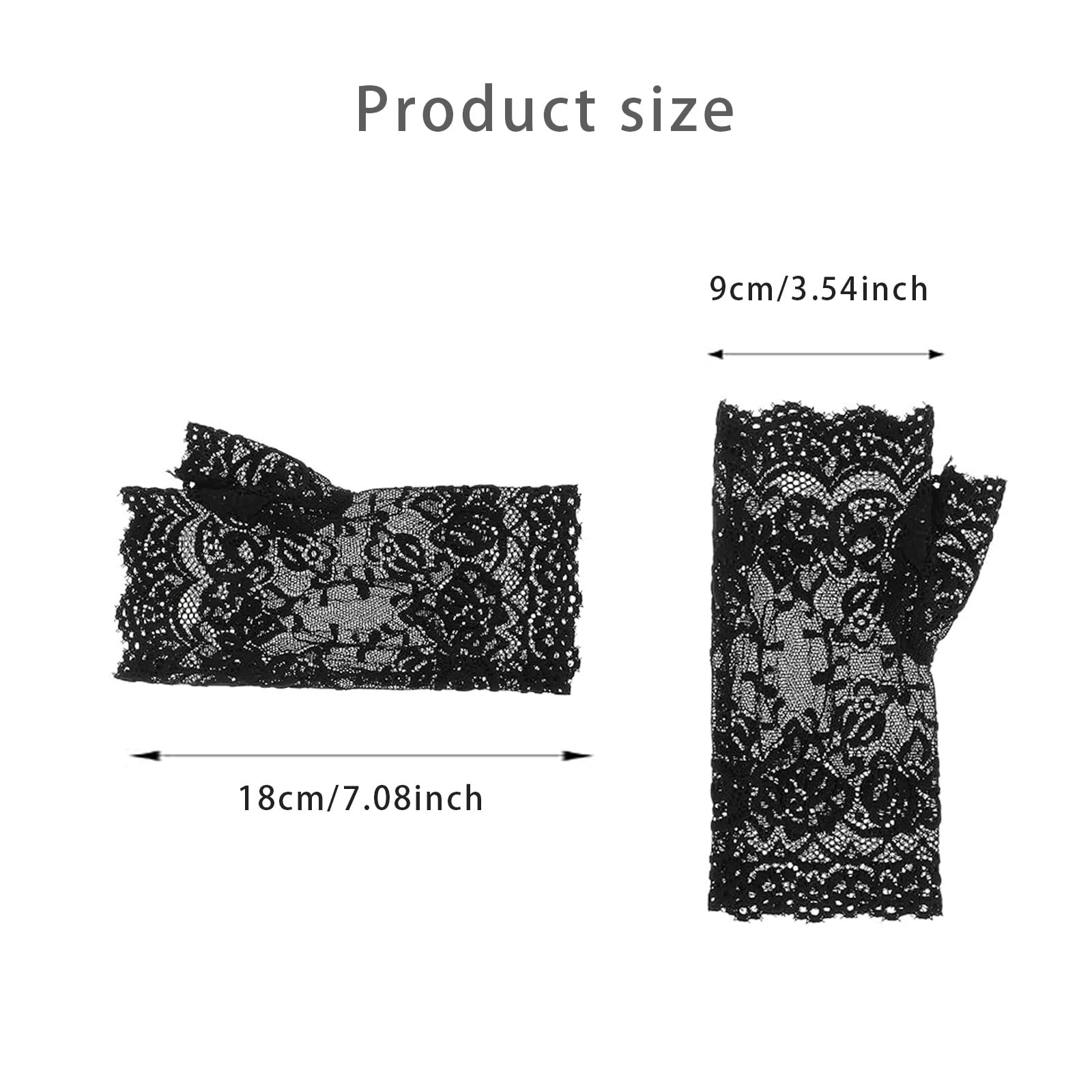Lufdegim Women's Lace Gloves Fingerless Gloves Lace Gloves Short Tea Party Halloween Fingerless Floral Gloves Wedding Opera Dance Cosplay Costume Accessories Elegant - Image 2