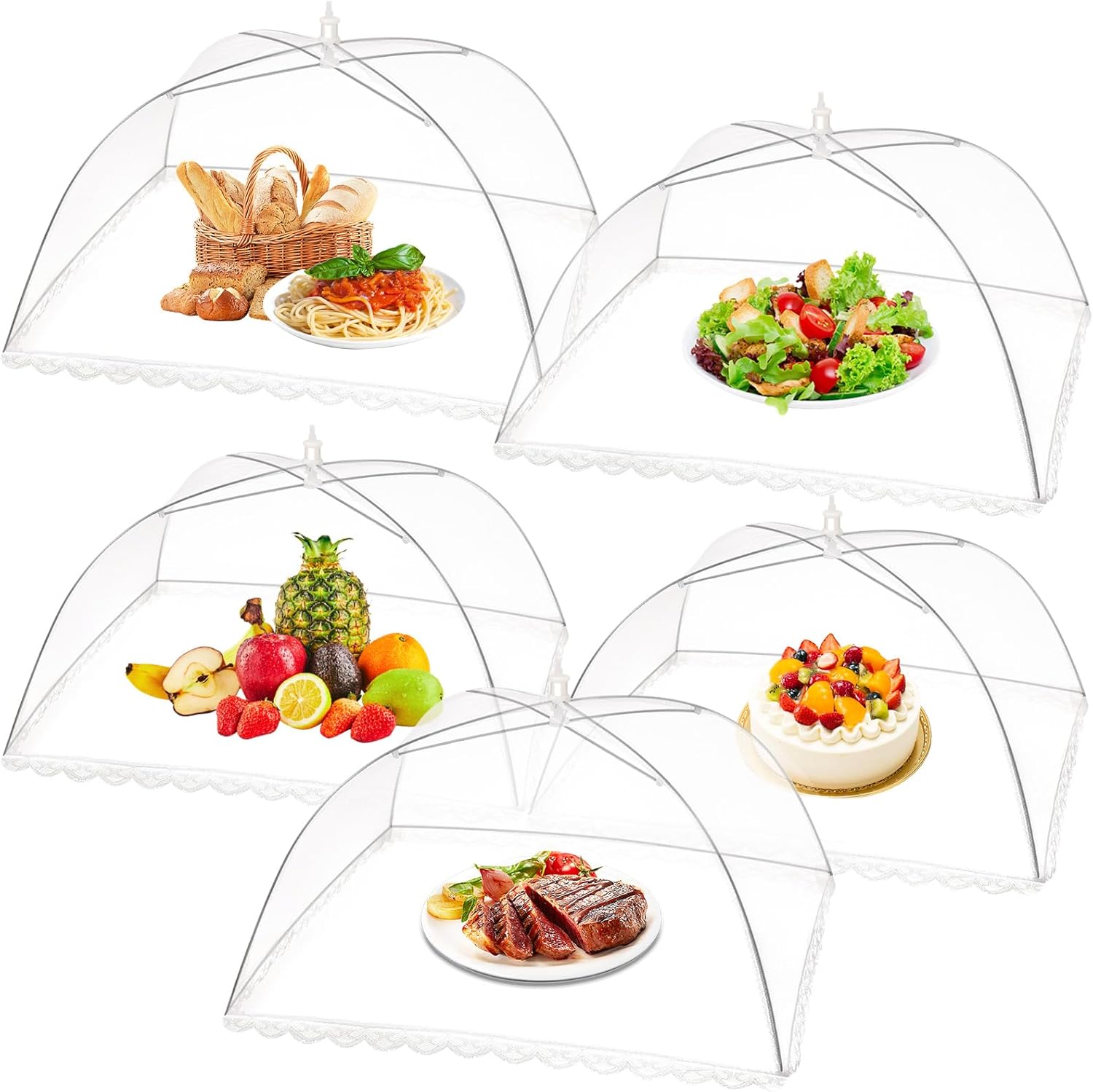 5 Pack Food Cover Tents, PopUp Food Tents, Food Covers for