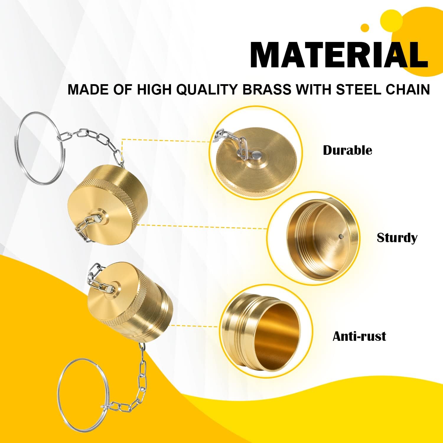 Male & Female Dust Cap and Plug Set with Steel Chain Fit for 1” Body Size Wet Line Wing Style Couplers