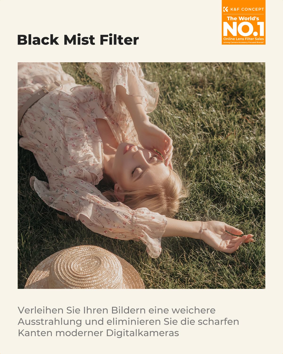 K&F CONCEPT Filter Black-Mist 1/4 Filter 77mm Black Promist 1/4 aus Optisches Glas mit Nano-Beschichtung für Videoaufnahmen/Portraitfotografie (Nano-Xcel)
