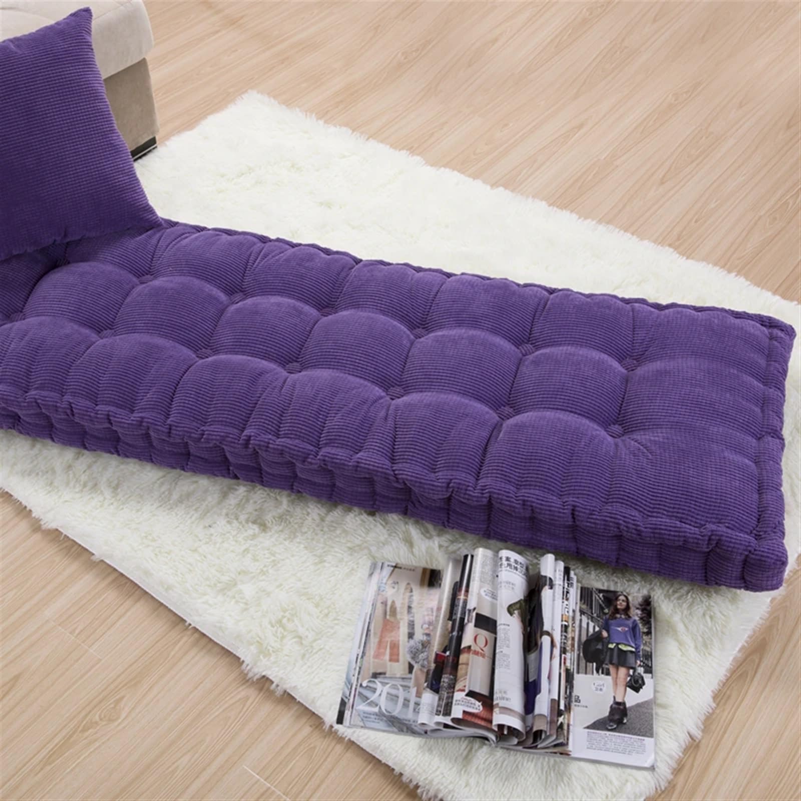 Cuscino spesso per sedia da giardino, in tinta unita, 55 x 150/55 x 165 cm, per interni ed esterni, grande cuscino per pavimento (colore 06, 42 x 118 cm)