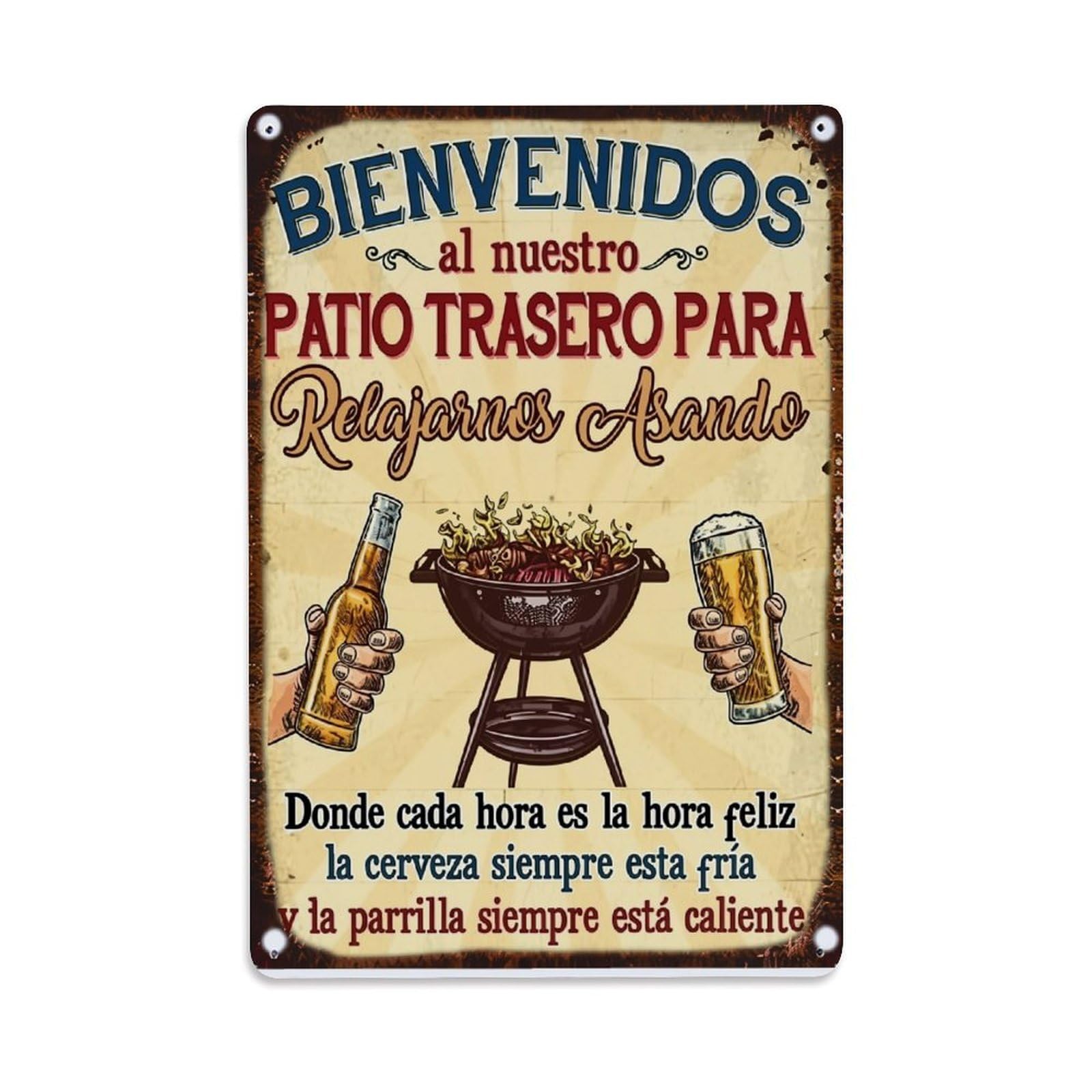 Jdfenggu Vintage Welcome To Our Backyard Grill Retro Metal Tin Sign, Metal Poster For Bar, Home, Man Cave, Kitchen, Laundry Room Art Decor 8X12 Inch