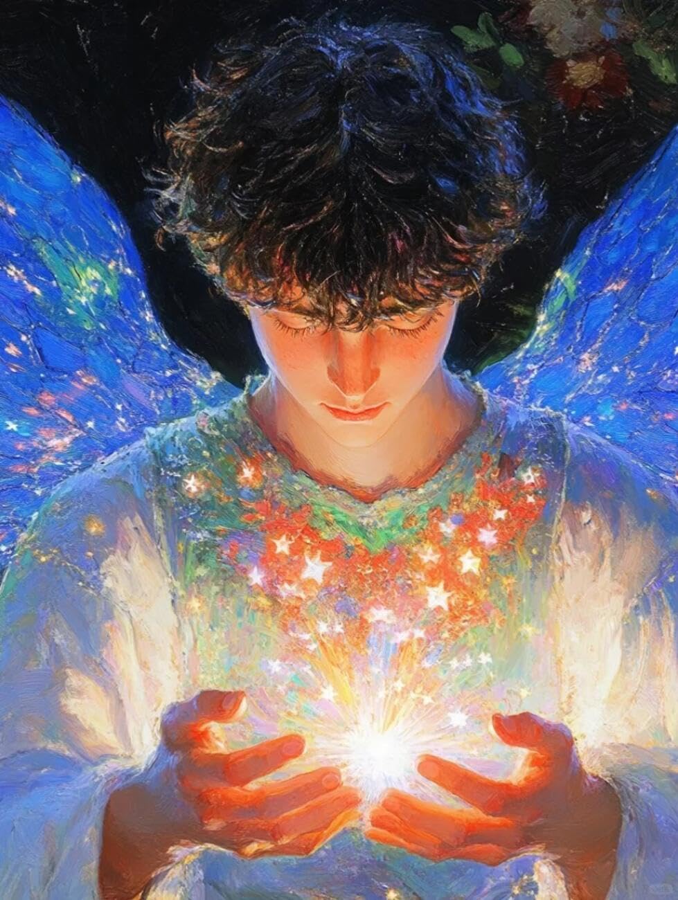 Henypt Pre Printed Cross Stitch Kit Fantasy Angel DIY Arts Aand Craft Kit for Adults Beginners with Accessories Home Wall Art 14CT 40x50cm