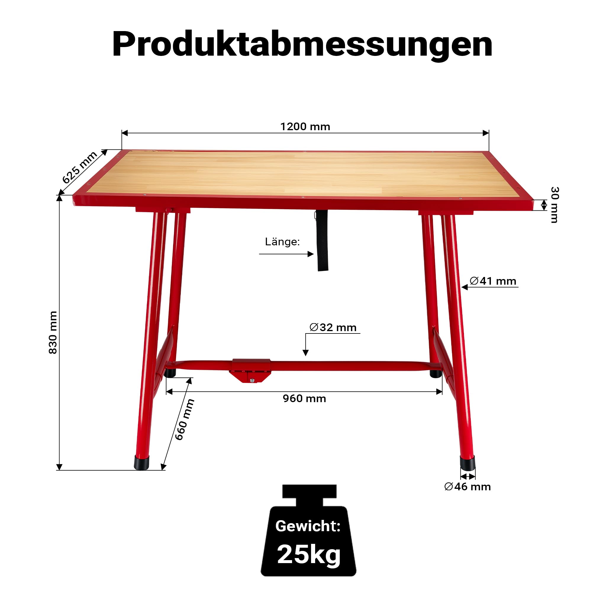 Établi Pliable Table d’Atelier Pliante Surface de Montage 120x62,5 cm Table de Travail Bois