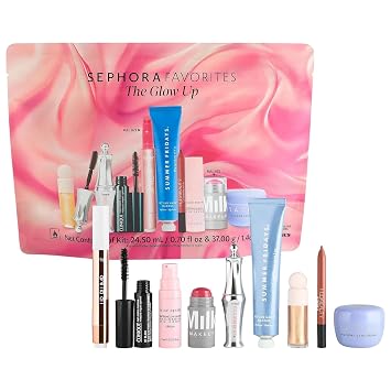 Sephora Favorites Glow Up Makeup & Skincare Gift Set with Mascara face mask lip liner gloss blush moistuirzer