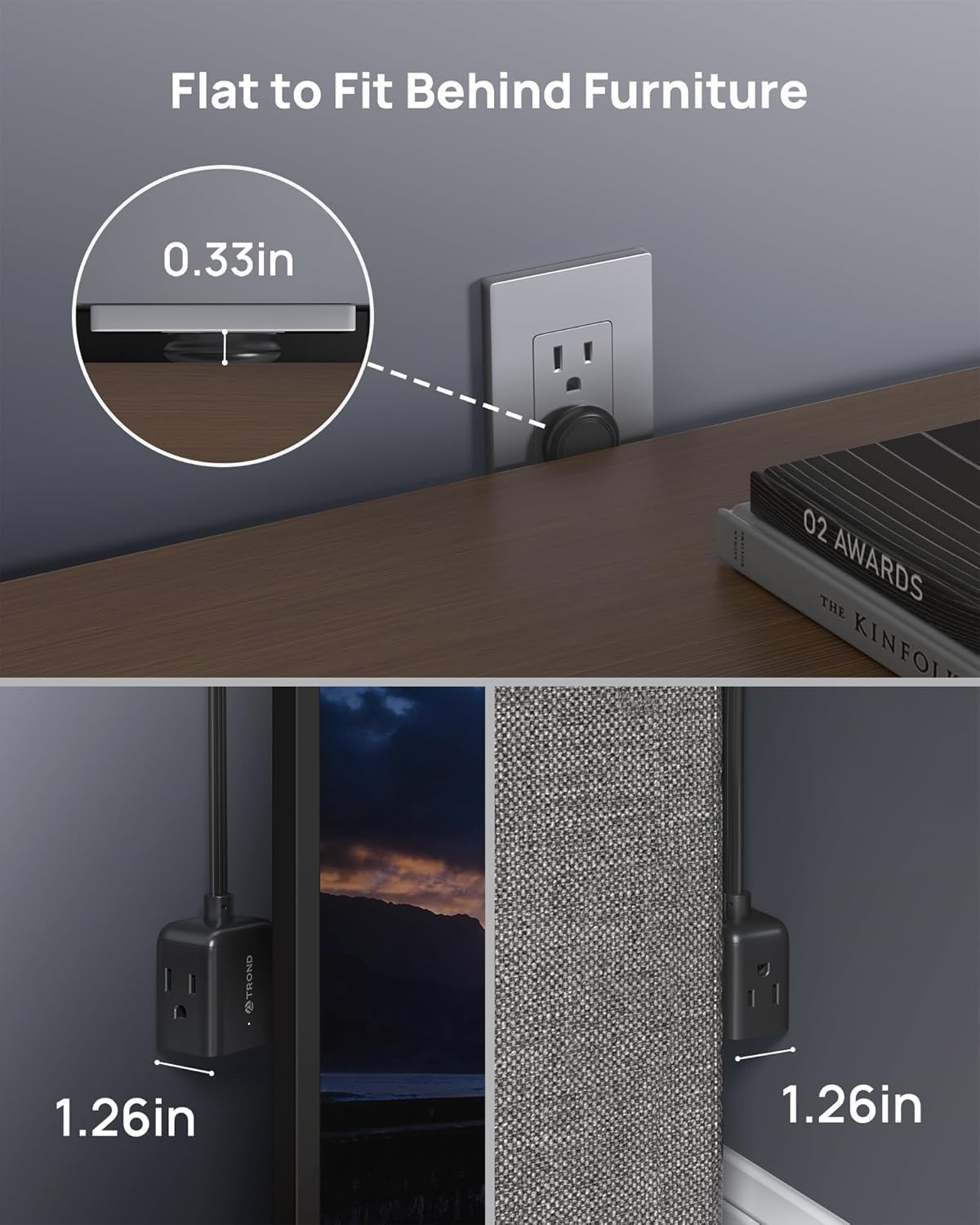 TROND Outlet Extender - Tight Spaces & Travel -3