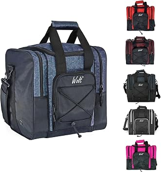 WOLT | Double Roller 2 Ball Bowling Bag with Separate Shoe Compartment-Retractable Handle extends to 40, Bowling Ball Bag for Single Ball - Bowling Ball Tote Bag with Padded Ball Holder