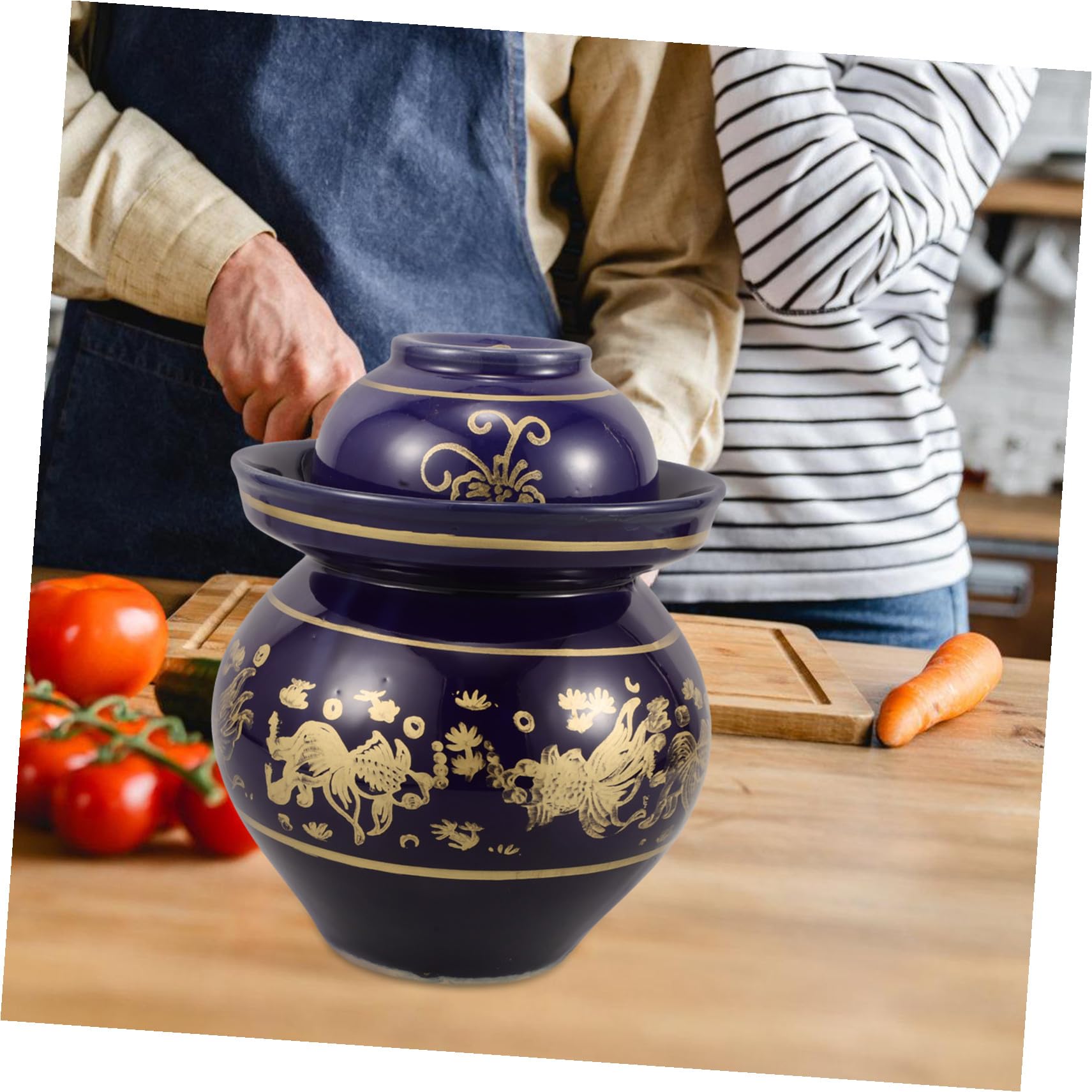 Gatuida Tarro de Cerámica Tradicional para Encurtidos y Fermentación con Gran Capacidad, Adecuado para Cocina y Hoteles, Recipiente Resistente para Verduras y Huevos Salados