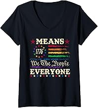 Womens We the People Means Everyone, Us Constitution LGBT Pride V-Neck T-Shirt