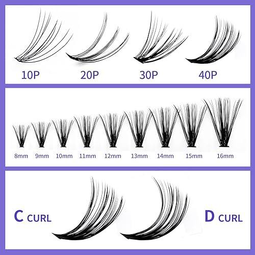 Miniatura 6 de Extensiones de pestañas individuales rizadas CD, 0.003 in de grosor, pestañas individuales esponjosas y suaves, extensiones de pestañas oscuras mate