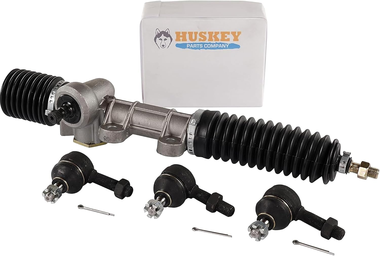 Huskey Steering Rack/Gear Box Assembly with Tie Rod Ends for Club Car DS 1984-2008, Carryall & Turf, Replaces OEM #1012425, 1018783-02, 103601501, 101878302, 101830901 & (Tie Rod Ends) 7539,7540