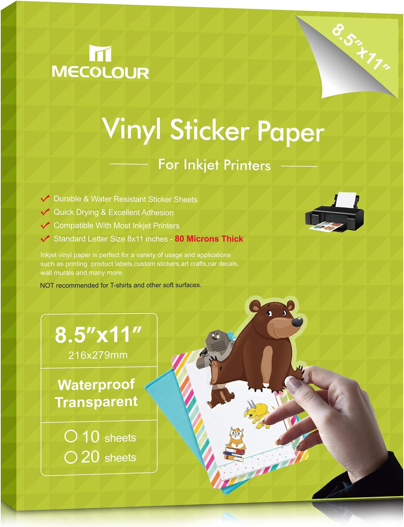 Amazon.com : JOYEZA Premium Printable Vinyl Sticker Paper for Inkjet ...