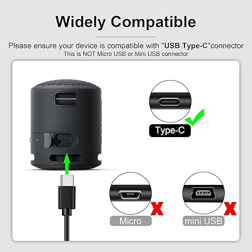 Miniatura 2 de Cable de carga USB-C de 5 pies para altavoz Sony, cable de carga de repuesto para Sony SRS-XB13 XB23 XB33 XB43 XG300 XB100 XE200 XE300 NS7 NB10
