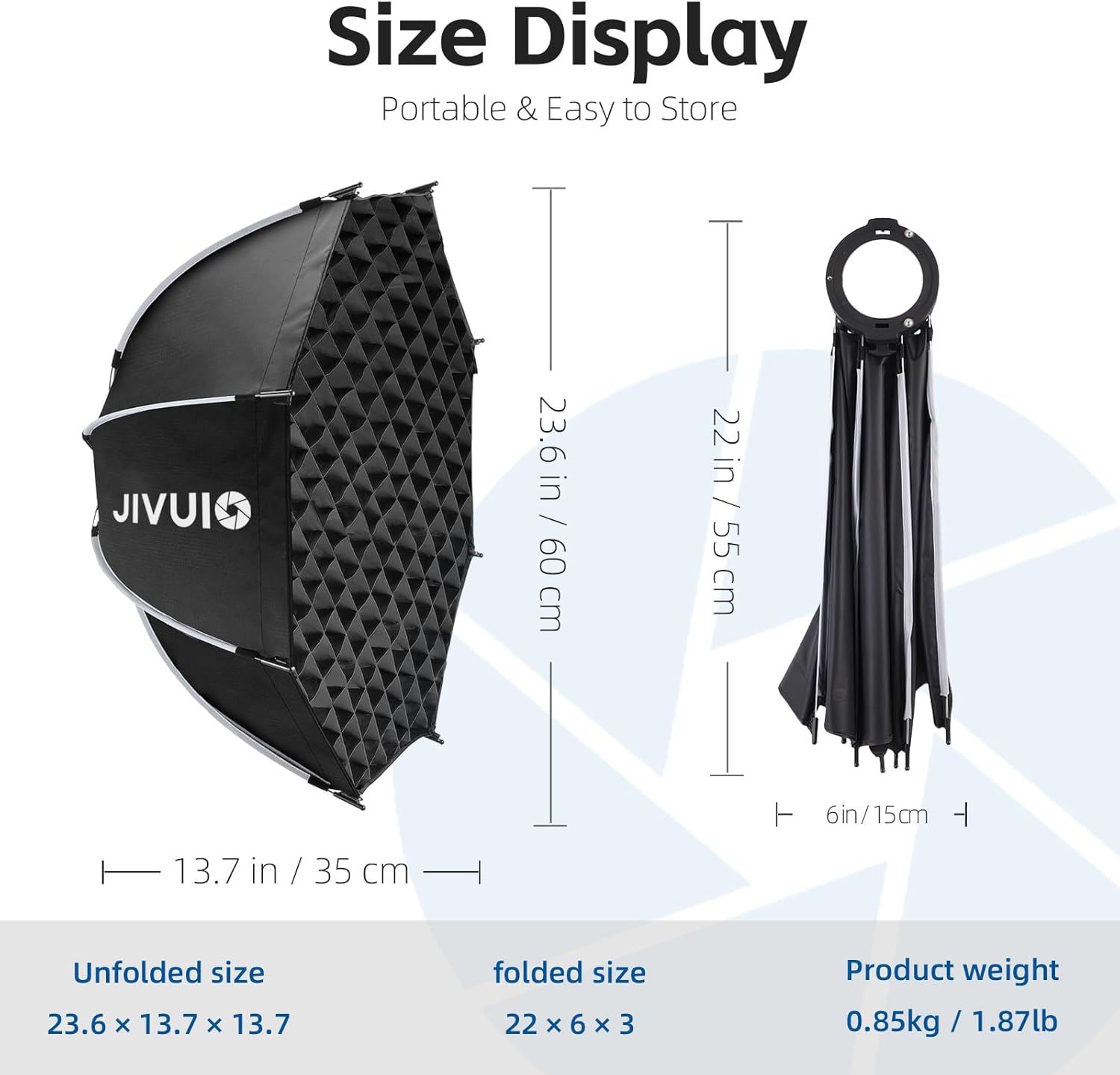 23.6"/60cm Octagonal Softbox, Quick Release Bowens Mount Softbox with Honeycomb Grid & Diffusers, Portable Deep Parabolic Light Modifier for Godox Aputure Amaran COB Video Light Studio Portrait